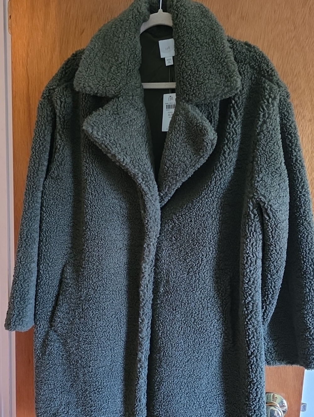 J. Jill Dark Green Teddy Coat with Wide Collar